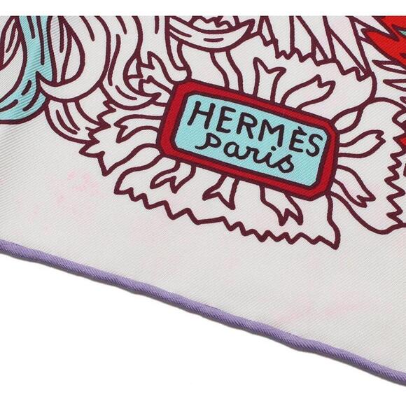 Hermès Carré 90 Cachet-cachet Fleurie Silk Scarf - Picture 9 of 10
